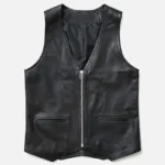 Asphalt Ace Black Leather Vest Mens