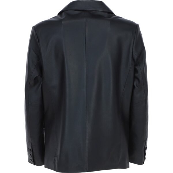 Black leather blazer for men
