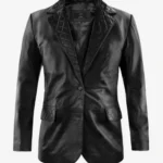 Full Black Quilted Modern Radaron Leather Blazer