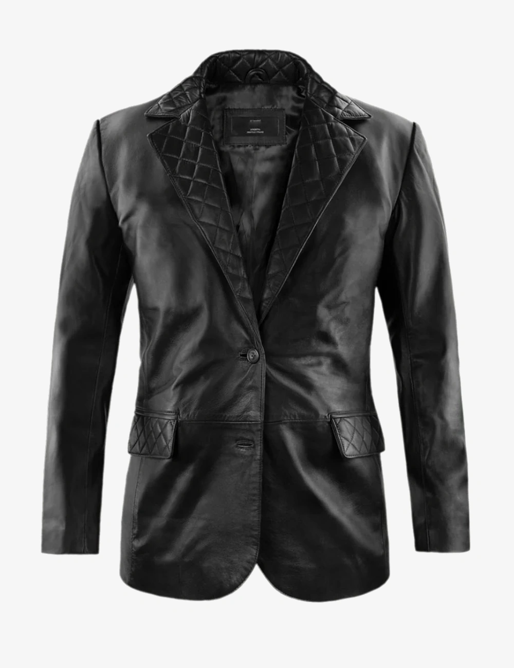 Full Black Quilted Modern Radaron Leather Blazer