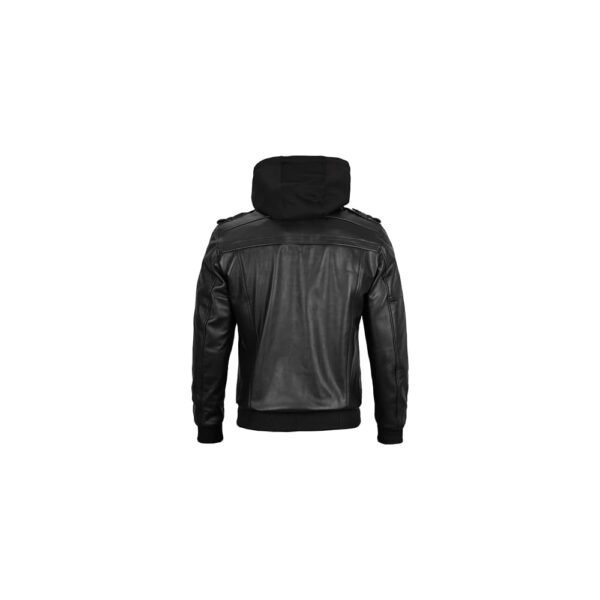 Black leather bomber jacket
