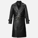 Mens Leather Long Coat In Black