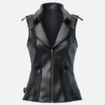 Stylish Black Leather Vest for Women