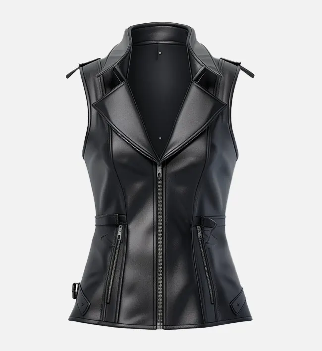 Stylish Black Leather Vest for Women