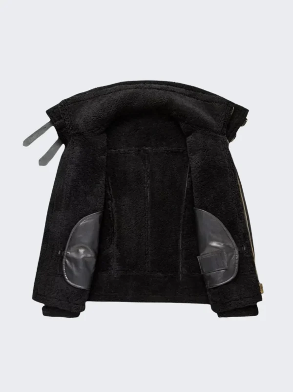 Black shearling-lined B3 leather jacket