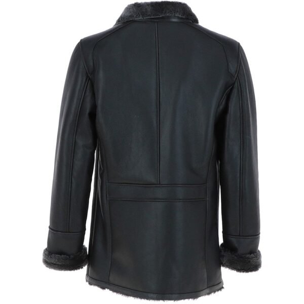 Black sheepskin coat men single breasted