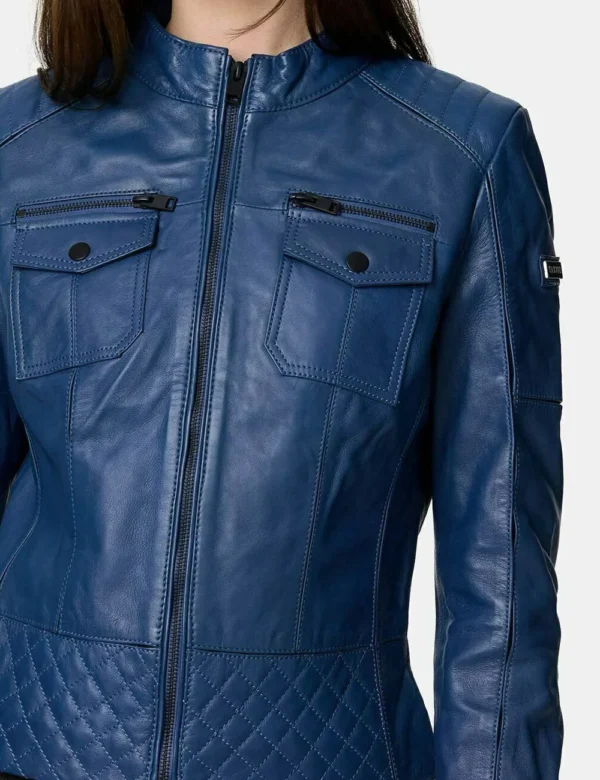 Blue slim fit leather