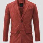 Red Suede Leather Blazer For Men