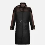 Black and Brown Mens Leather Coat