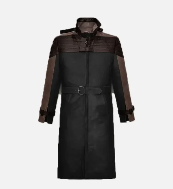 Black and Brown Mens Leather Coat