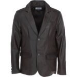 Classic Mens Chocolate brown Leather Blazer