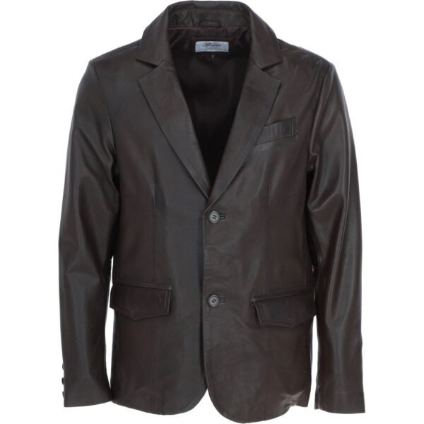 Classic Mens Chocolate brown Leather Blazer