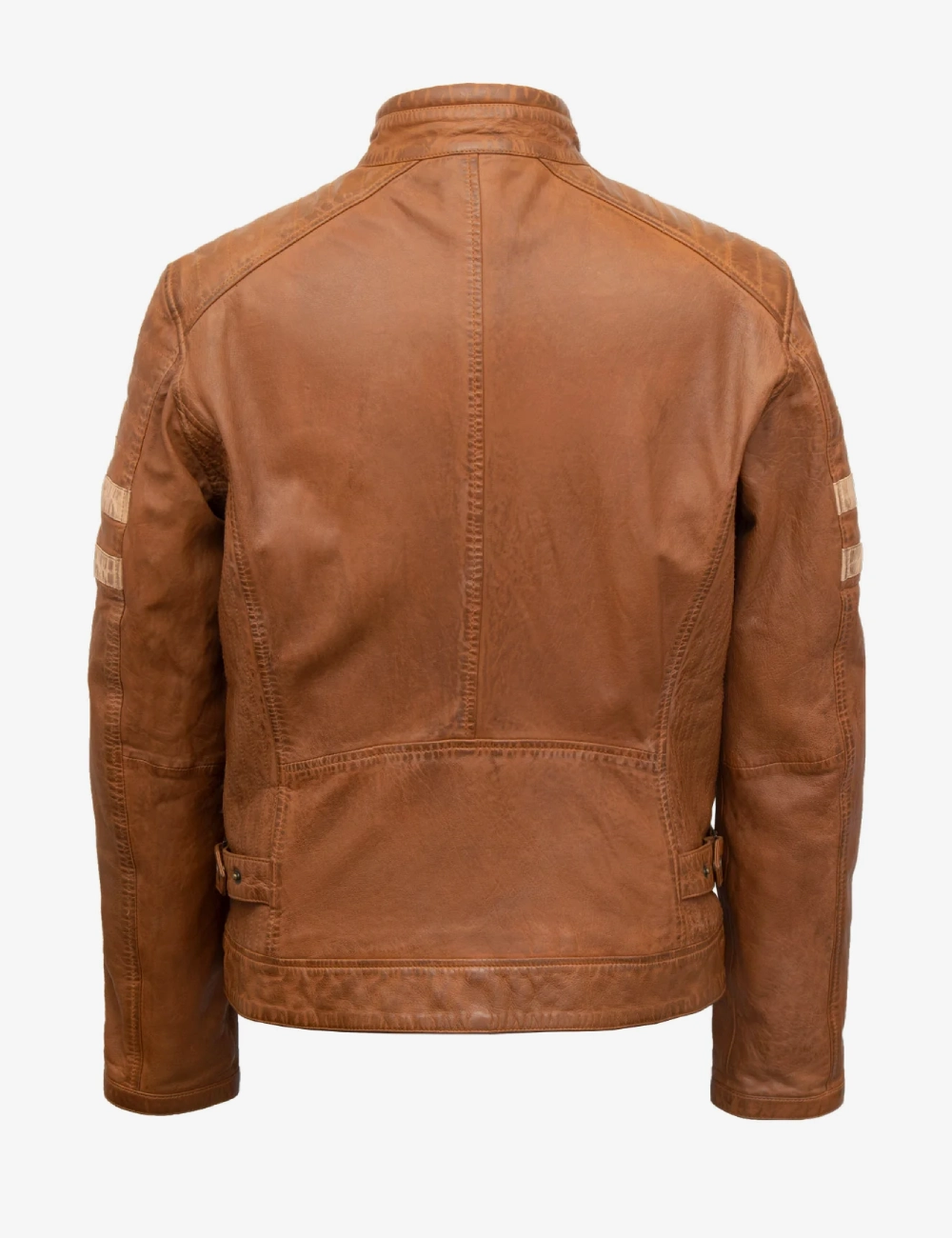 Brown Leather Jacket Tan with Classic Cafe Racer Design