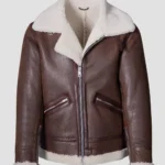 Brown Womens Aurora Elite Shearling Aviator Jacket