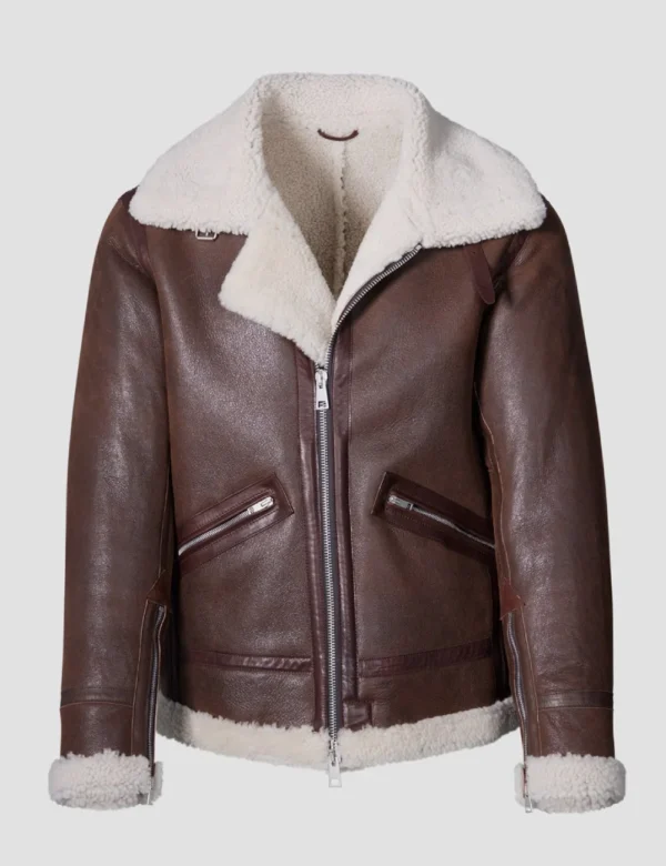 Brown Womens Aurora Elite Shearling Aviator Jacket