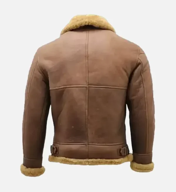 Brown leather winter jacket for men