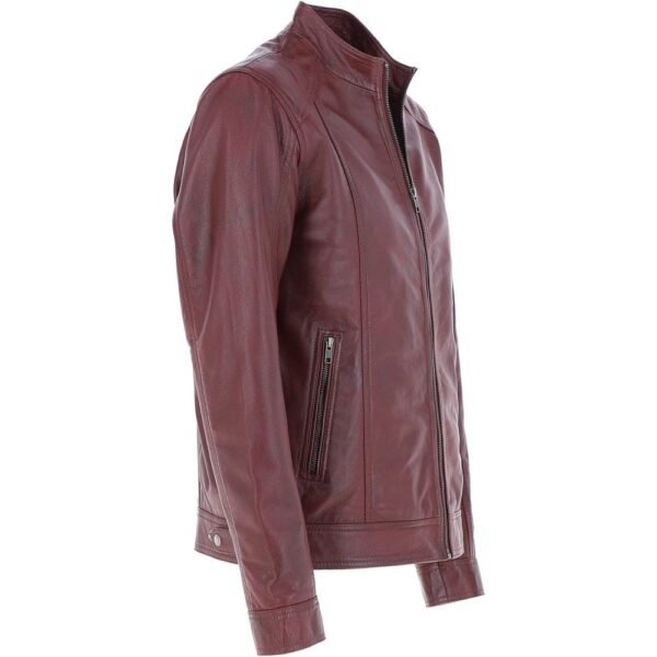 Burgundy Mens Leather Motorcycle Jacket