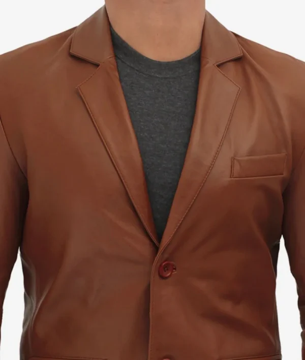 Casual leather jacket men brown