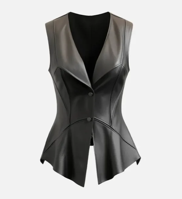 Zester Black Leather Vest for Women
