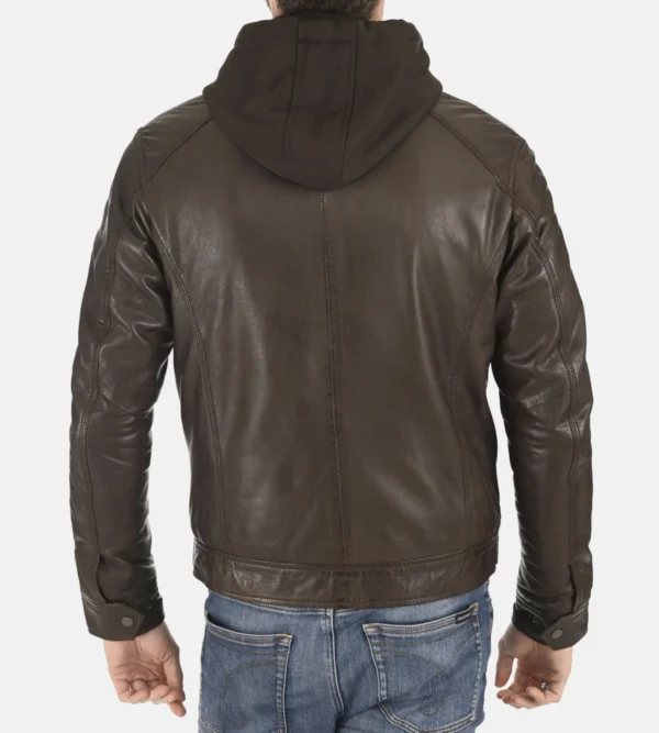 Chocolate lambskin leather hoodie