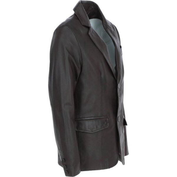 Chocolate leather blazer mens