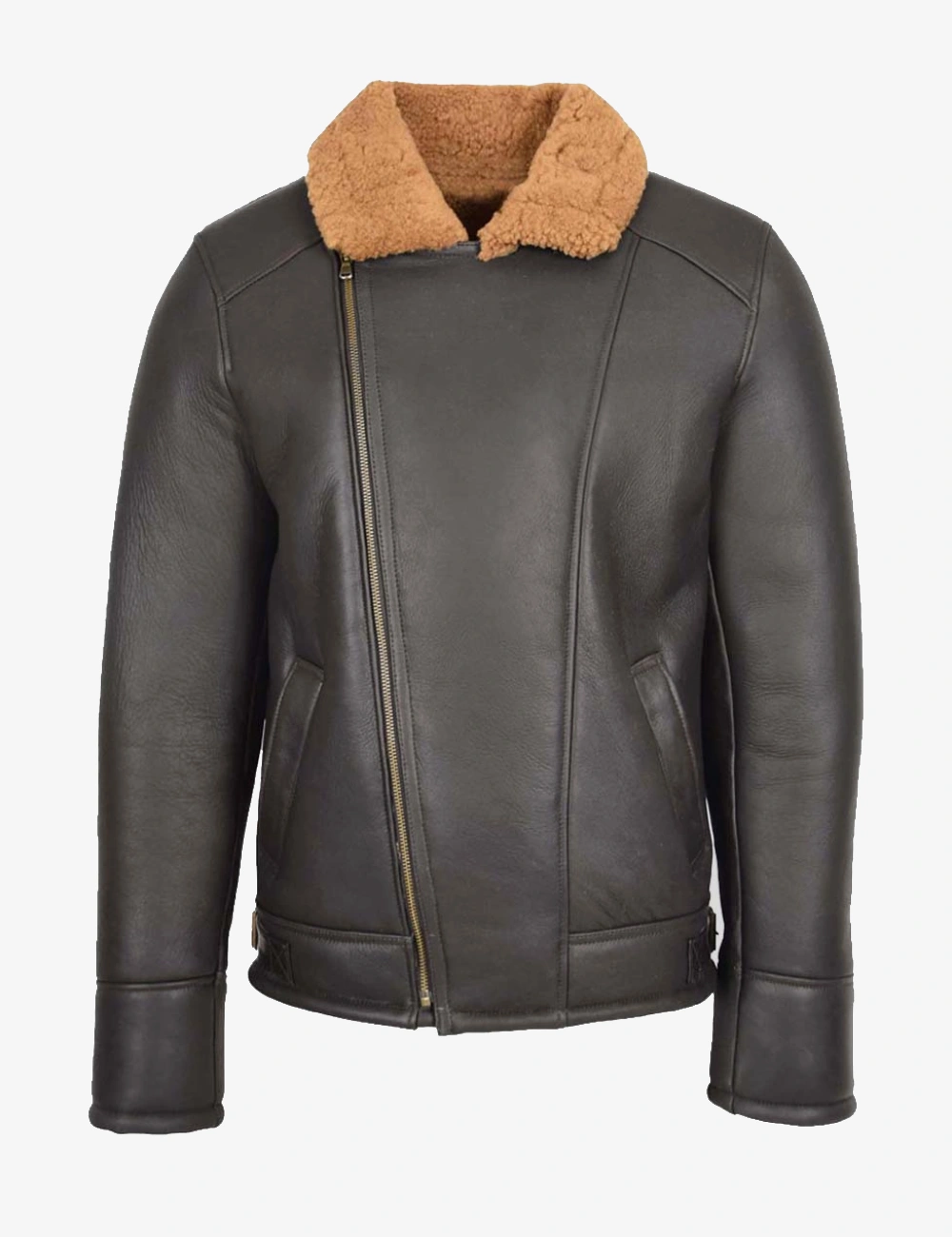 Timber Brown B-3 Shearling Leather Bomber Jacket