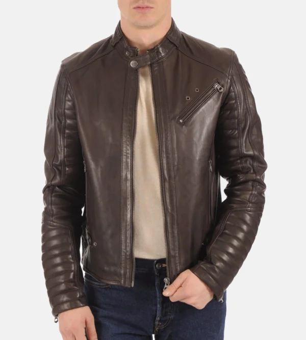 Classic brown leather jacket