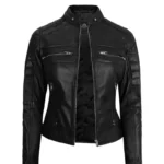 Leather Cafe Racer Biker Jacket Women