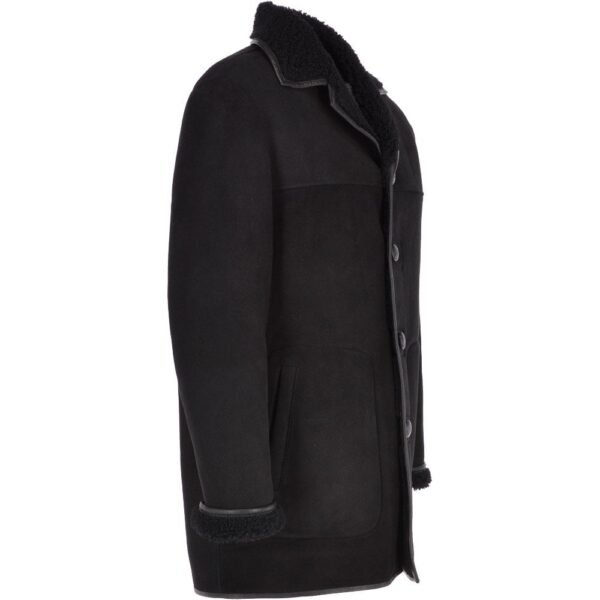Classic mens black sheepskin coat