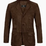 Brown Suede Real Leather Blazer
