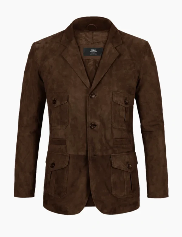 Brown Suede Real Leather Blazer
