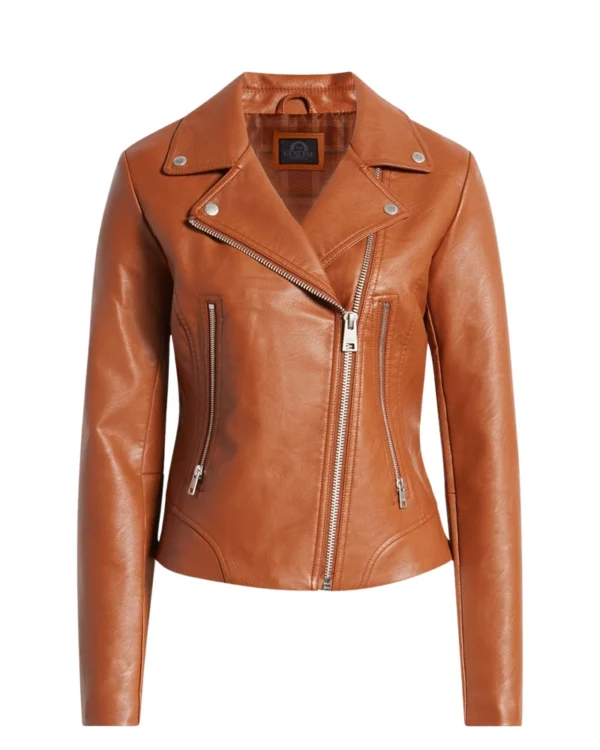 Womens Real Brown Leather Motorcycle Jacket