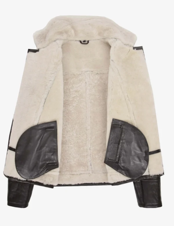 Cross-zip leather pilot jacket