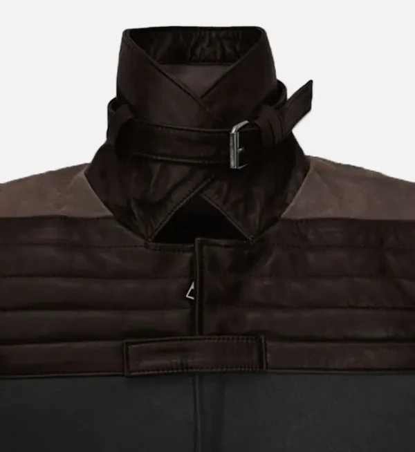 Dual color mens leather overcoat