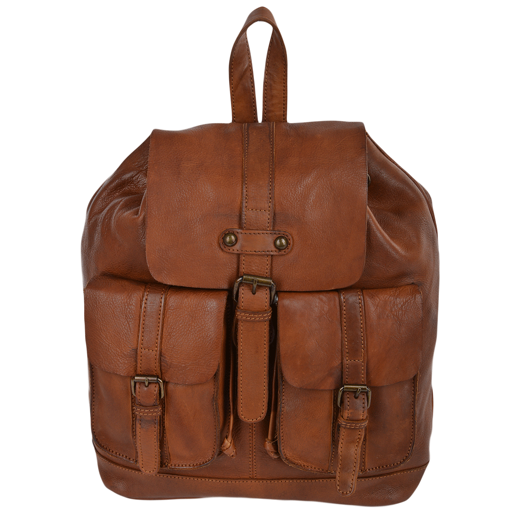 Rust Vintage Wash Leather Rucksack