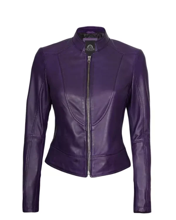 Women Purple Motorcycle Leather Jacket