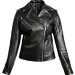 Motorcycle Black Leather Jacket for Women