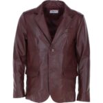 Burgandy Mens Leather Blazer
