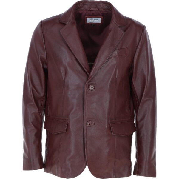 Burgandy Mens Leather Blazer