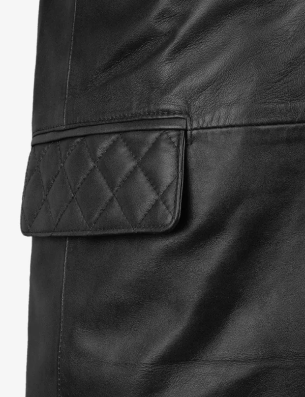 Full Black Quilted Modern Radaron Leather Blazer - Image 5