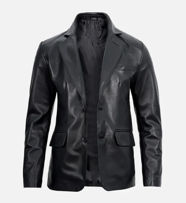 Genuine black leather jacket men