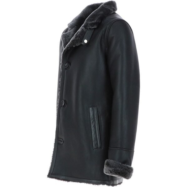 Genuine black sheepskin coat menswear