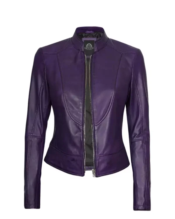 Genuine leather biker jacket women