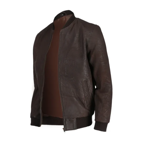 Genuine leather bomber jacket