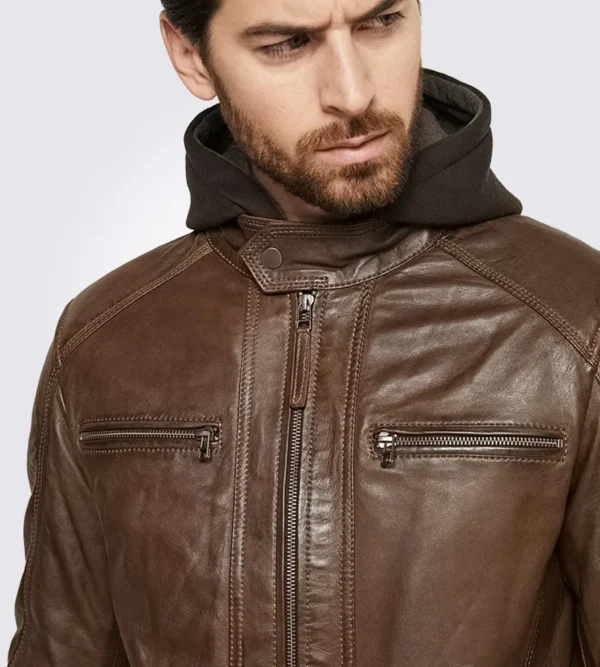 Genuine leather motorcycle jacket men