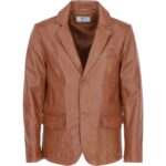 Classic Mens Tan Leather Blazer