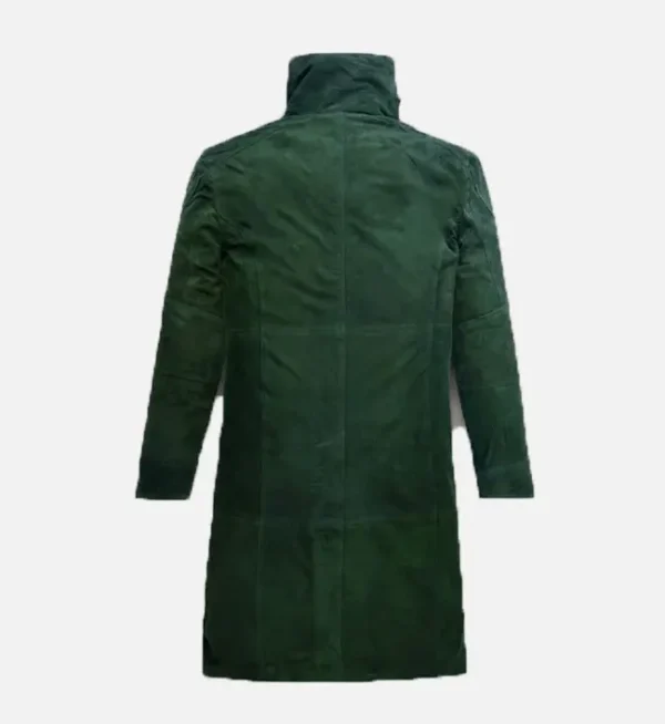Green suede overcoat for men