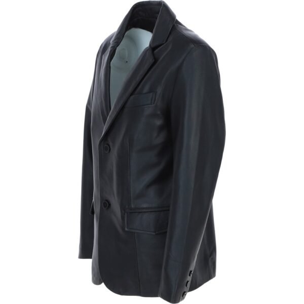 High-quality mens leather blazer black