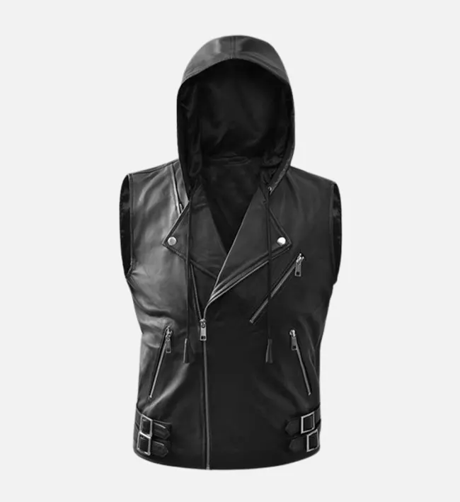 Pathfinder Black Biker Leather Vest