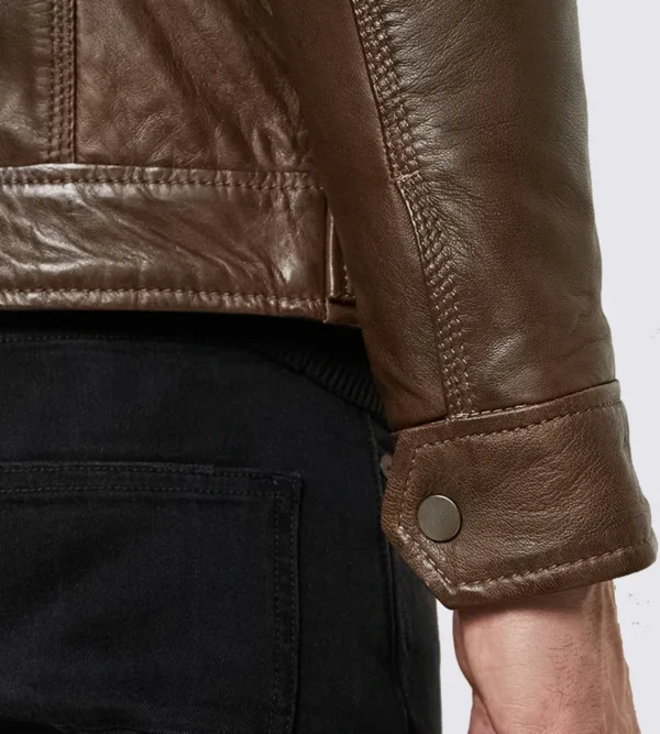 Hooded motorcycle leather jacket men